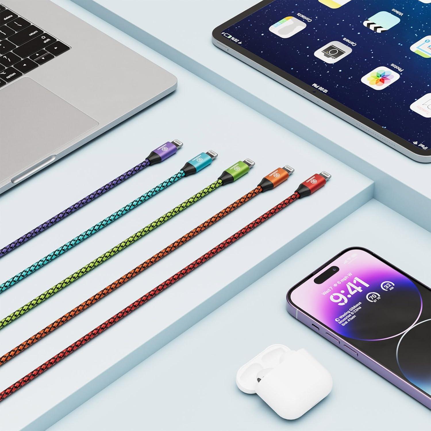 Cargador USB Lightning KREMORV 5 Cables 3.05m Carga Rápida