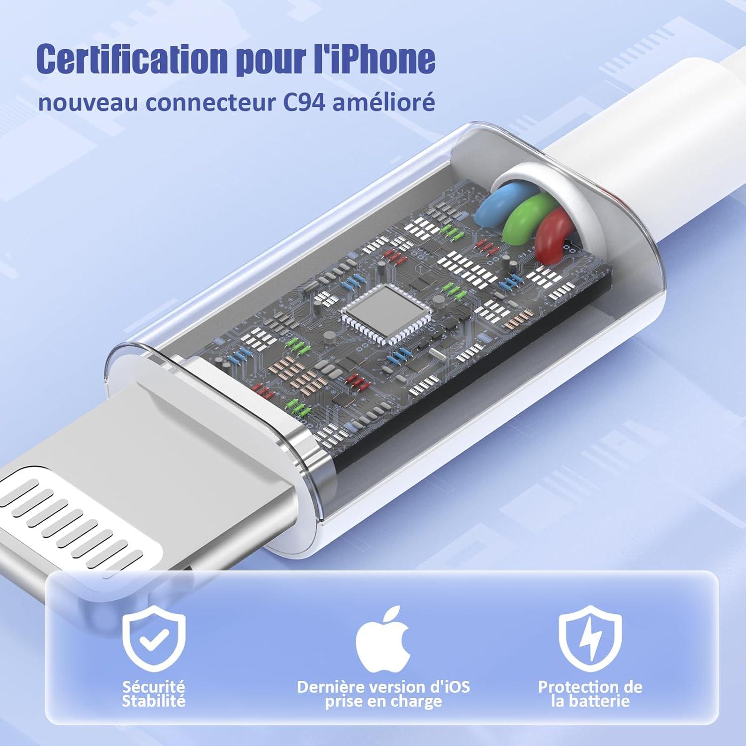 Paquete de 4 cables USB C a Lightning 6 pies Essri carga rápida