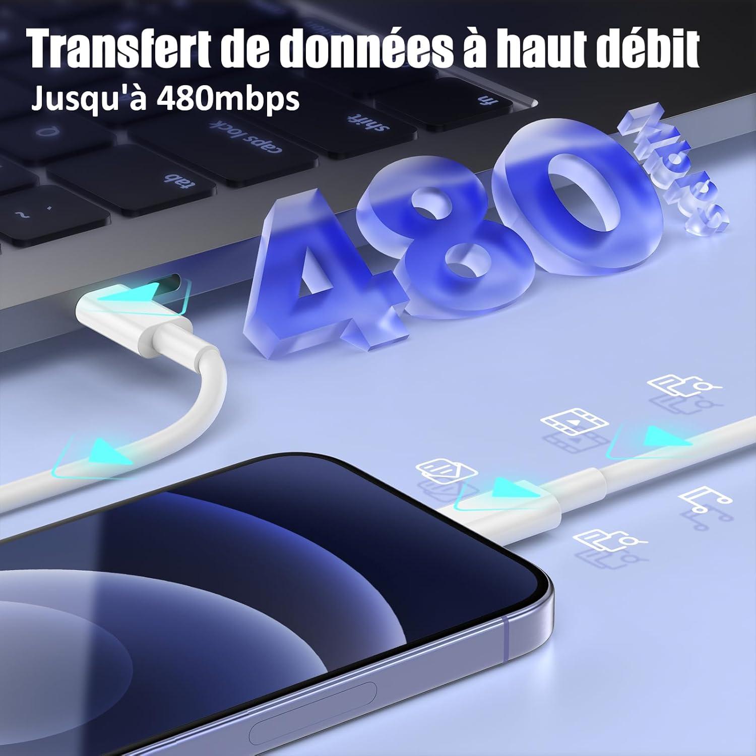 Paquete de 4 cables USB C a Lightning 6 pies Essri carga rápida