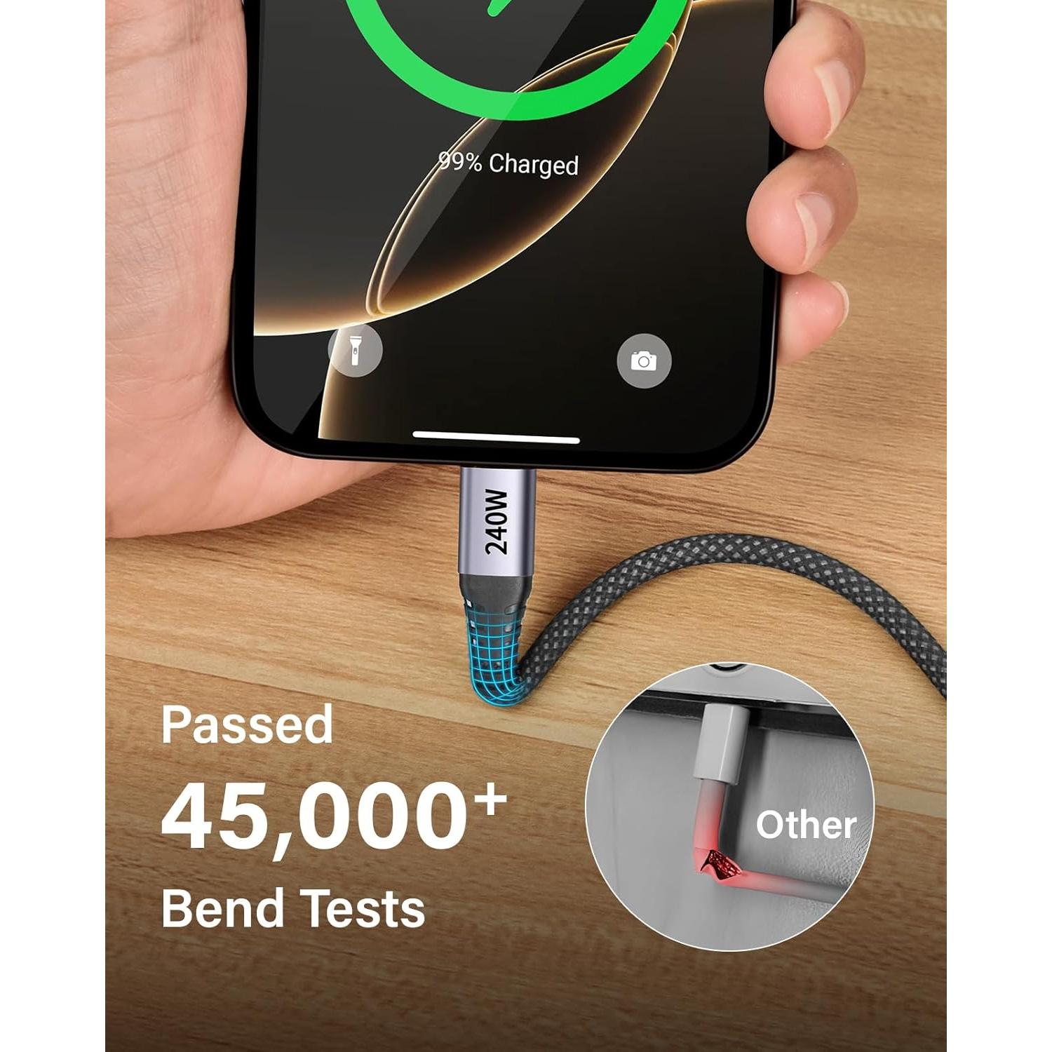 Cable USB C a USB C 240W Ocetea 1m 1m 2m Carga Rápida