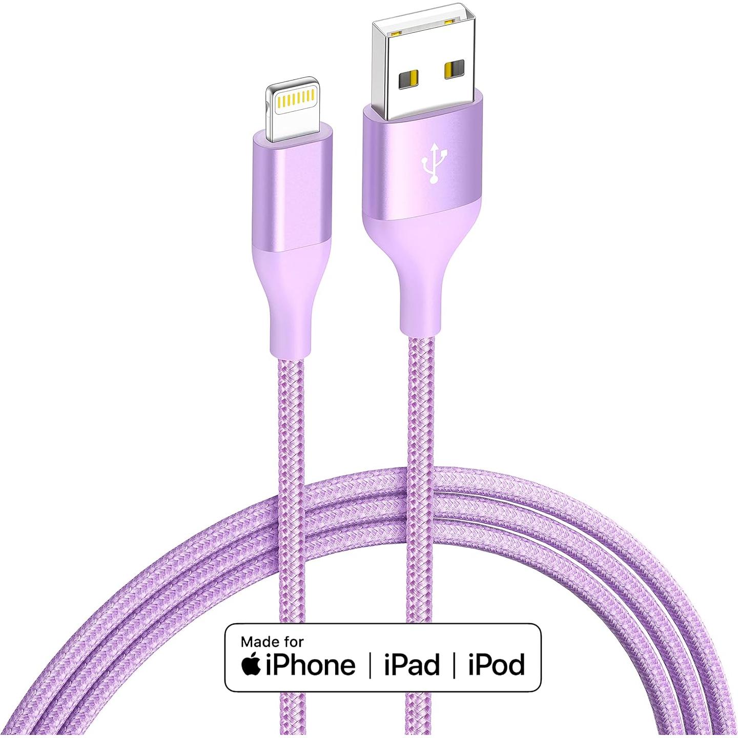 Cargador Lightning 6ft 4Pack Apple MFi Nylon Trenzado Colorido