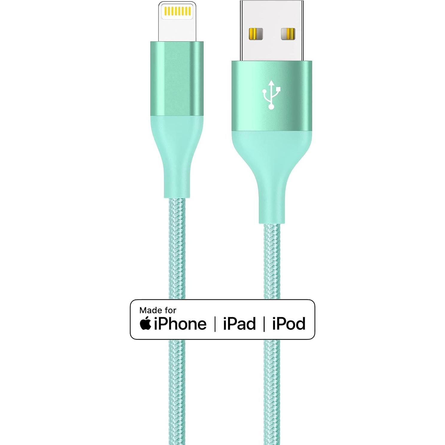 Cargador Lightning 6ft 4Pack Apple MFi Nylon Trenzado Colorido