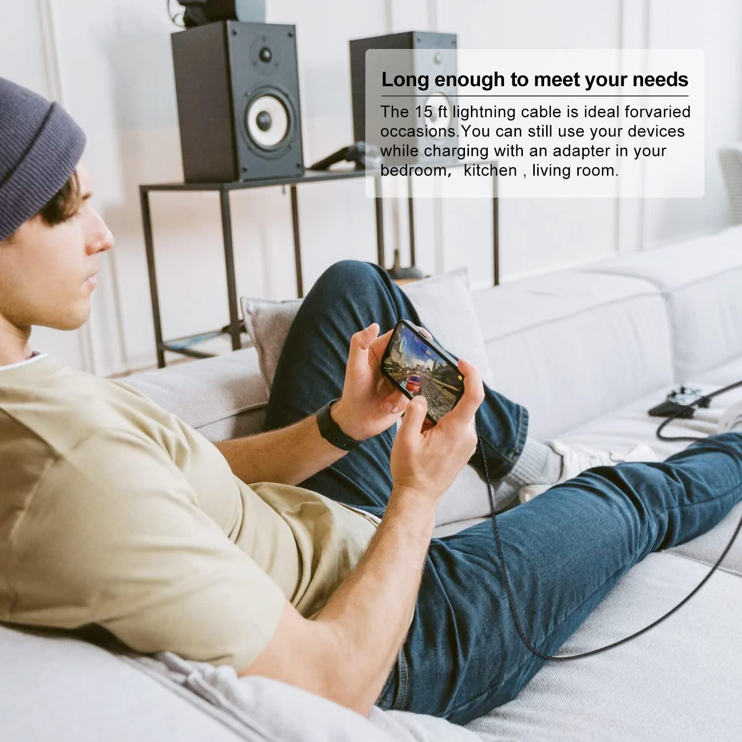 Cable de Carga Extra Largo Cabepow 5M MFi para iPhone