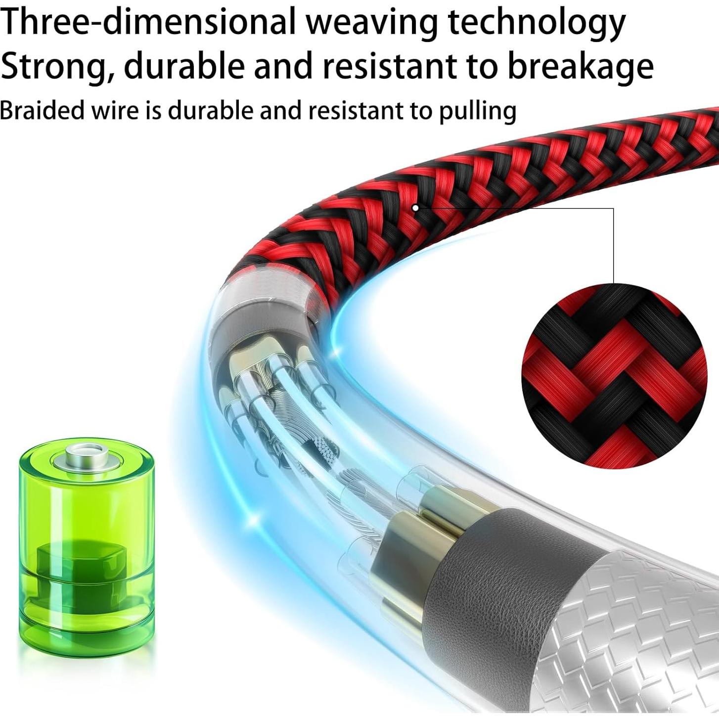 Cable USB C a USB C MUXA 60W 3m Carga Rápida Nylon Trenzado