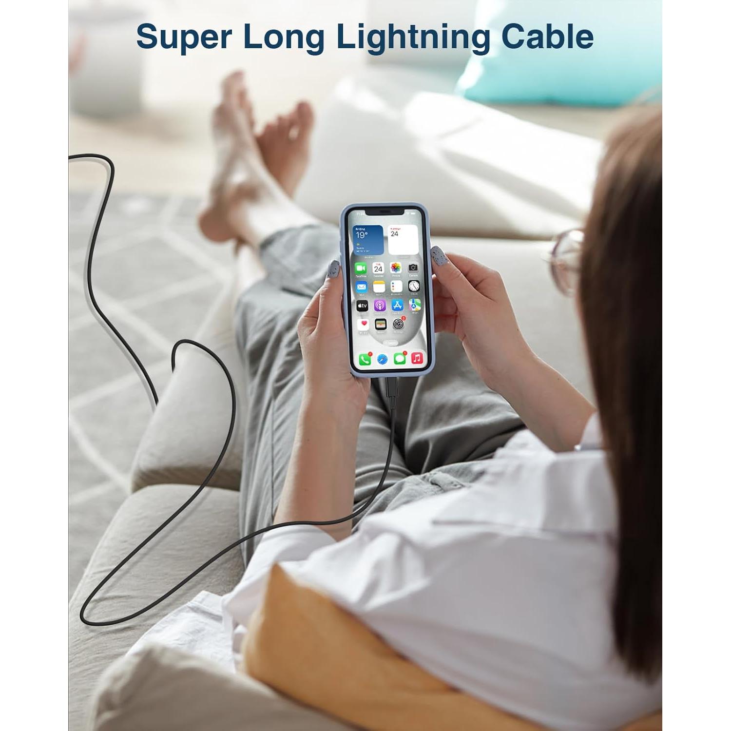 Cable de Cargador Lightning QZVOO 3m 2Pack Carga Rápida Negro