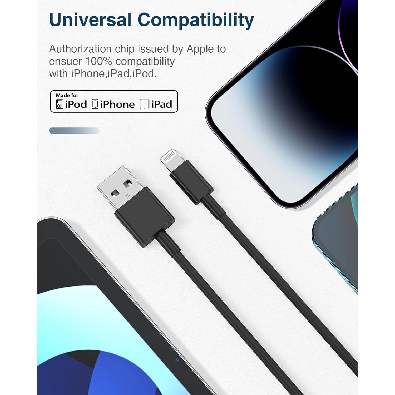 Cable de Cargador Lightning QZVOO 3m 2Pack Carga Rápida Negro