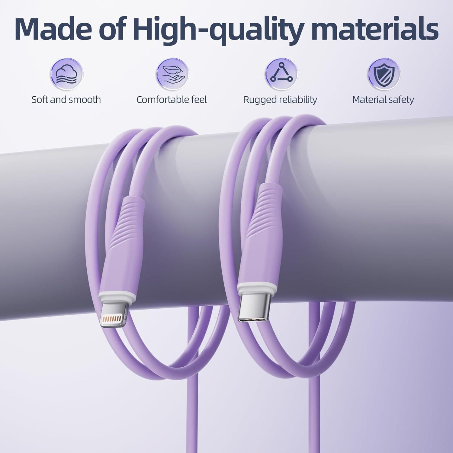 Paquete de 3 Cables USB C a Lightning MenoSupp 1.83m Carga Rápida