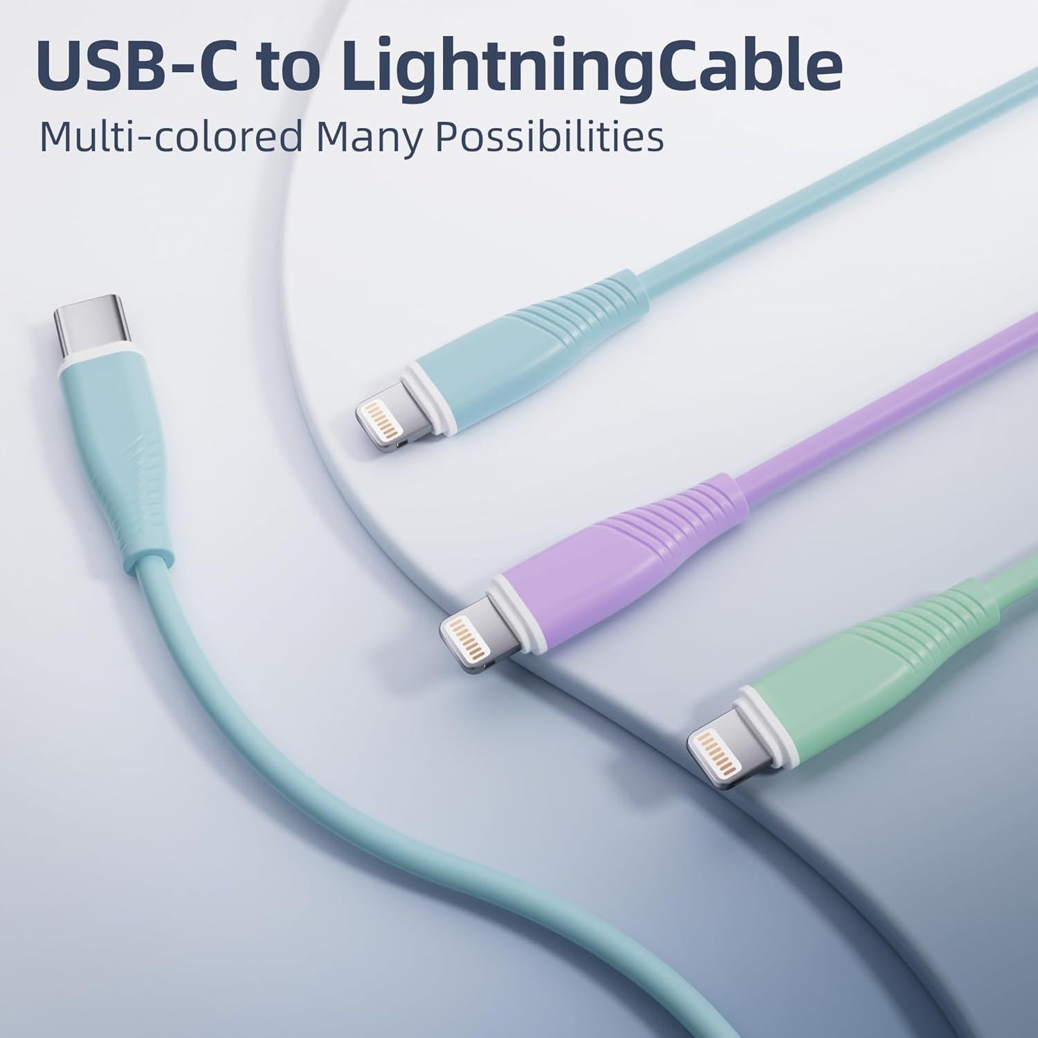 Paquete de 3 Cables USB C a Lightning MenoSupp 1.83m Carga Rápida