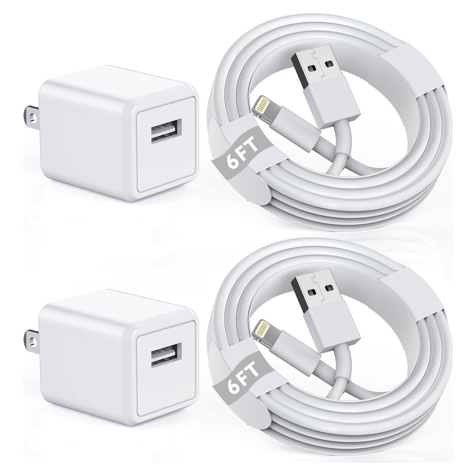 Cargador Rápido MFi Apple 2 Paquete con Cable Lightning 6FT