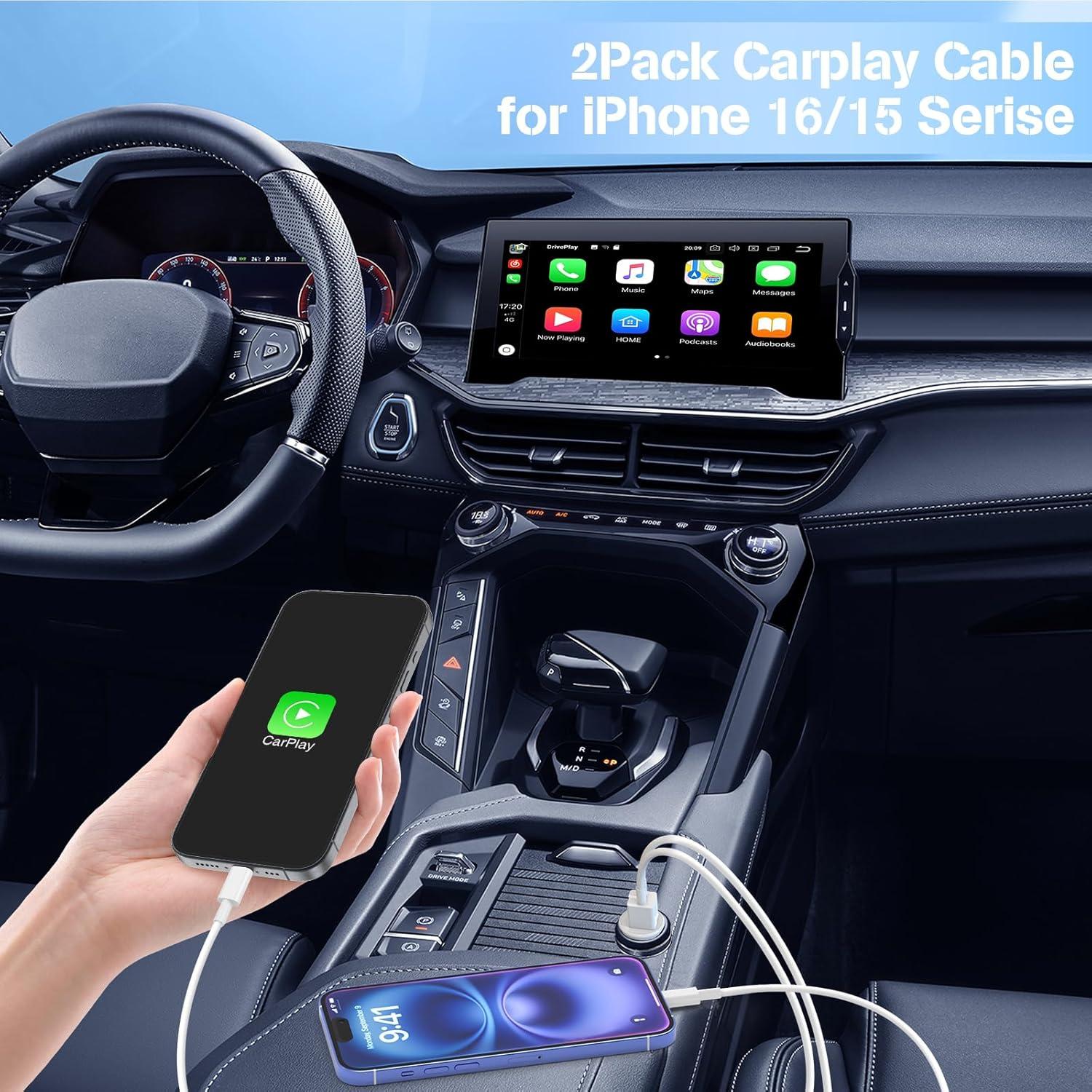 Cable Carplay USB A a C Kitminun 1.83m 2Pack Carga Rápida