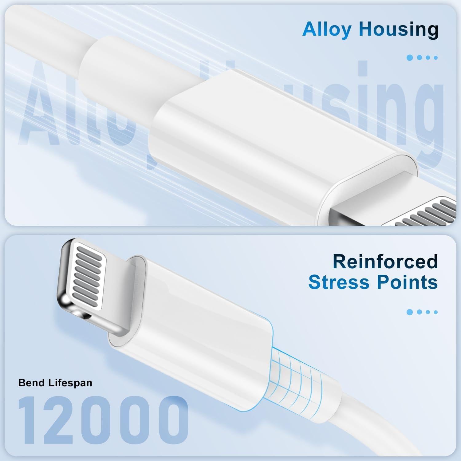 Paquete de 2 Cables Lightning MFi 6 Pies TUMABER para iPhone