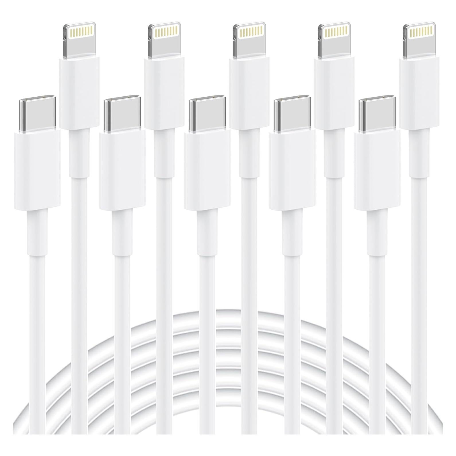 5 Pack 6FT USB C to Lightning Cable, [Apple MFi Certified] iPhone Charger Fast Charging Cord Durable Tangle-Free iPhone Charger Cord for iPhone 14/13/12/11/X/8/7/Plus, iPad, AirPods - White