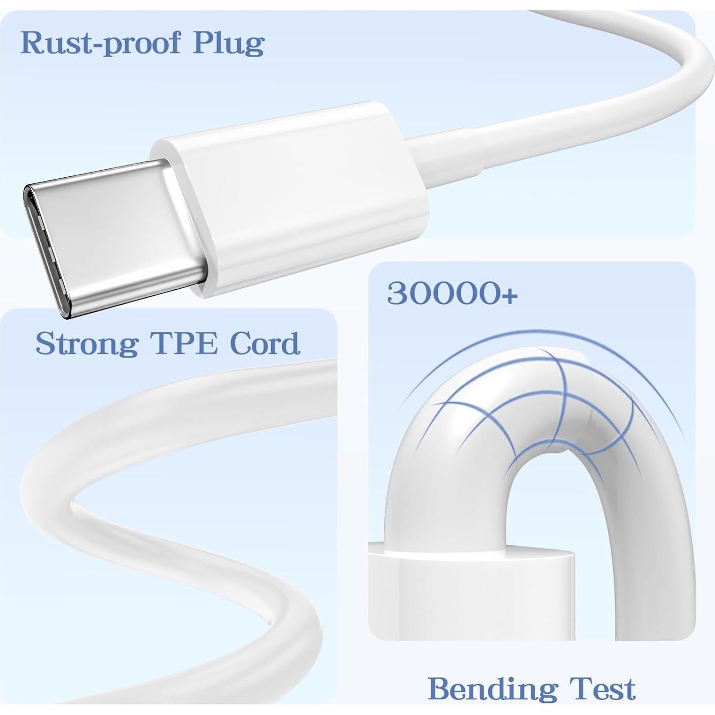 Cable Carplay USB A a USB C FOXSEA 0.91m Blanco para iPhone 16/15