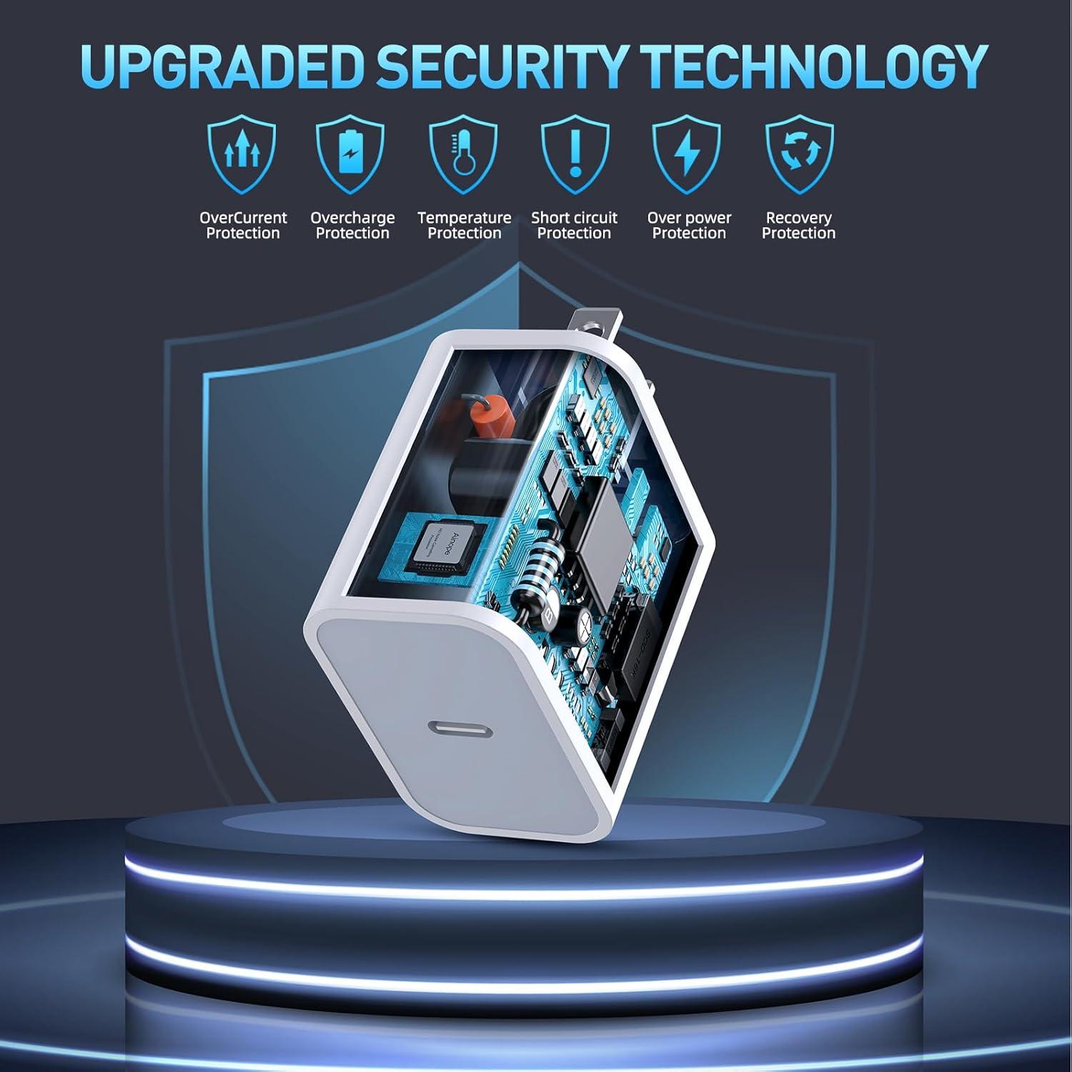 Cargador Rápido USB C para iPhone - 3 Piezas 10FT MFi