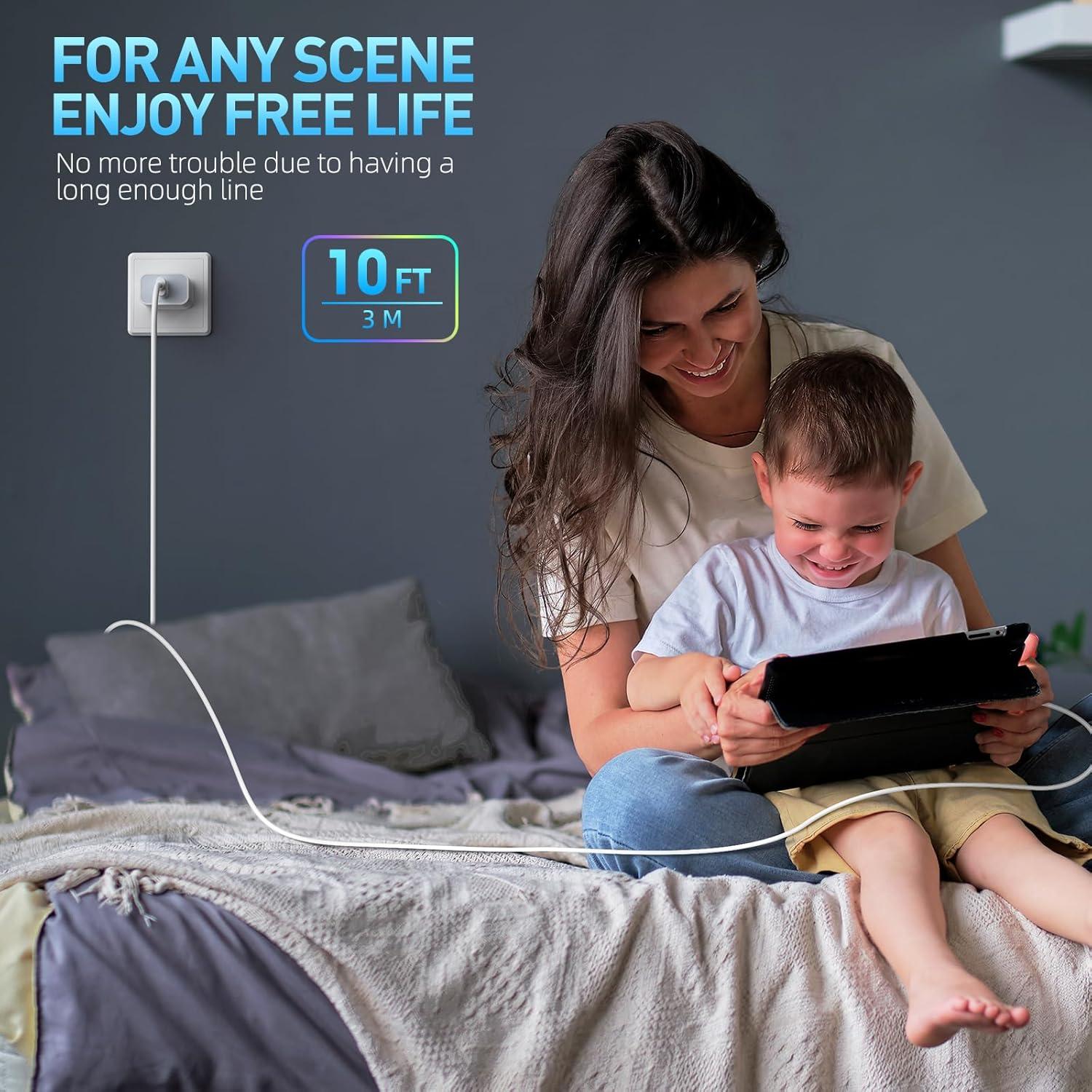 Cargador Rápido USB C para iPhone - 3 Piezas 10FT MFi