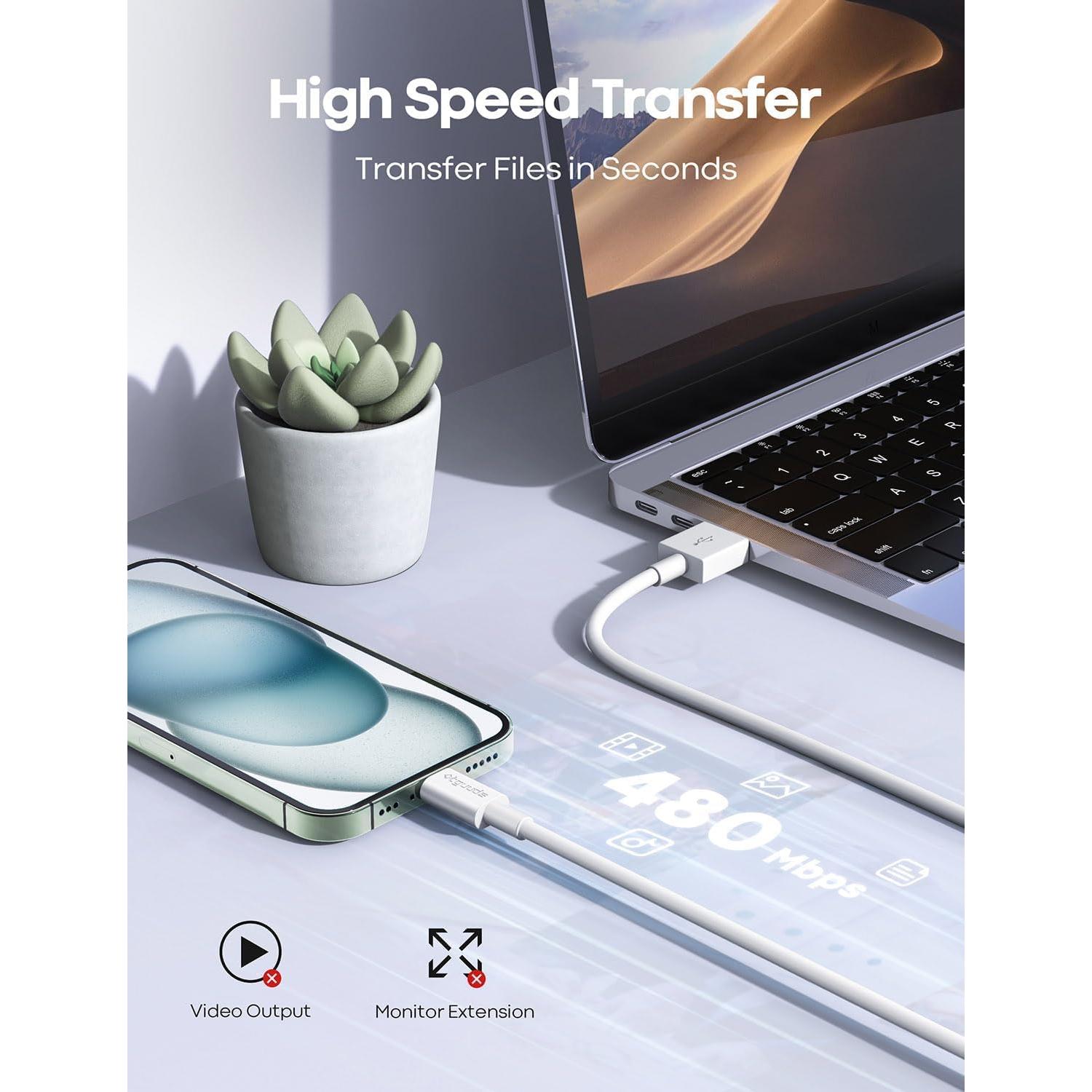 Cable Carplay USB A a USB C Cabepow 0.91/1.83m Carga Rápida