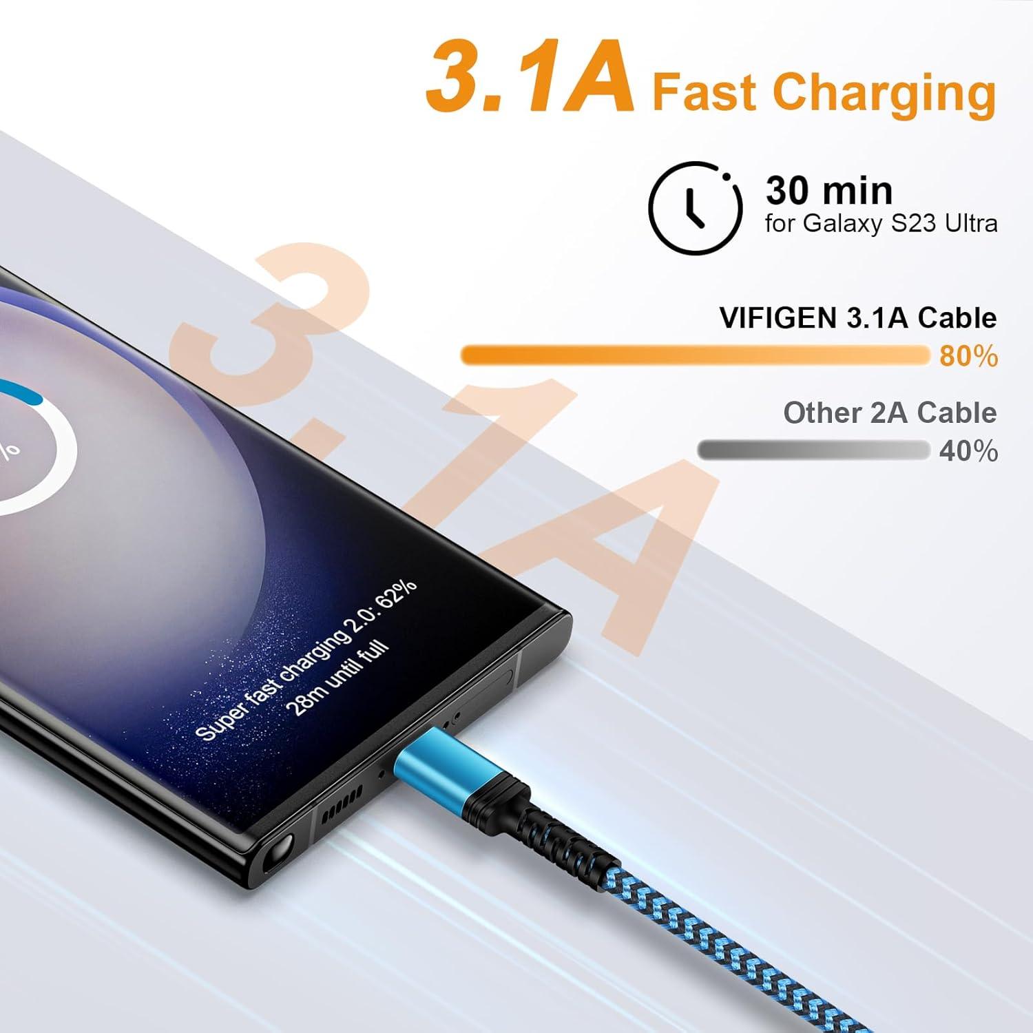 Cable USB A a USB C 1.83M VIFIGEN 3 Pack Carga Rápida