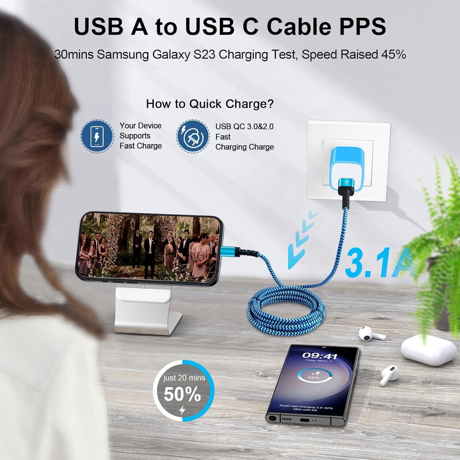 Cable USB A a USB C 1.83M VIFIGEN 3 Pack Carga Rápida