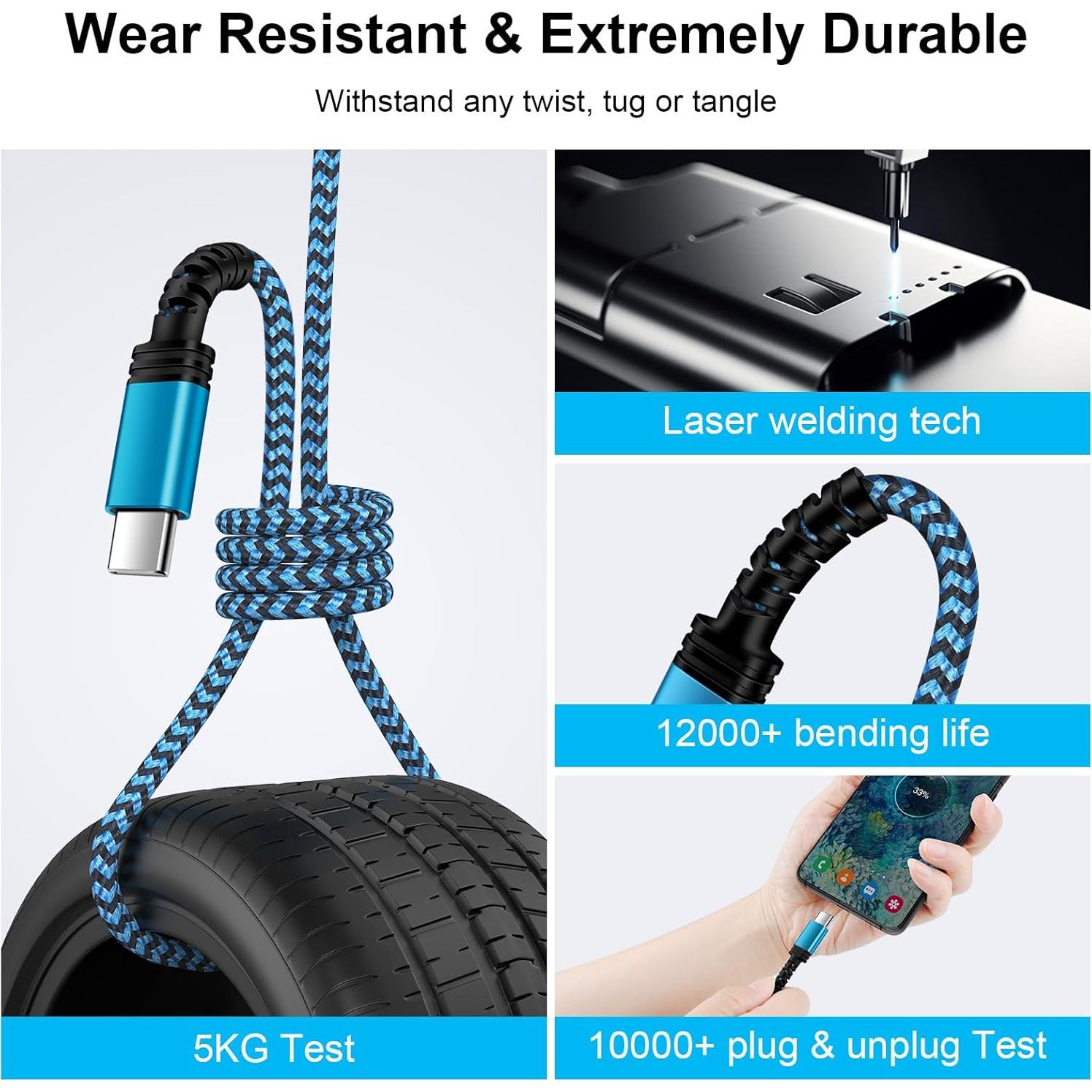 Cable USB A a USB C 1.83M VIFIGEN 3 Pack Carga Rápida