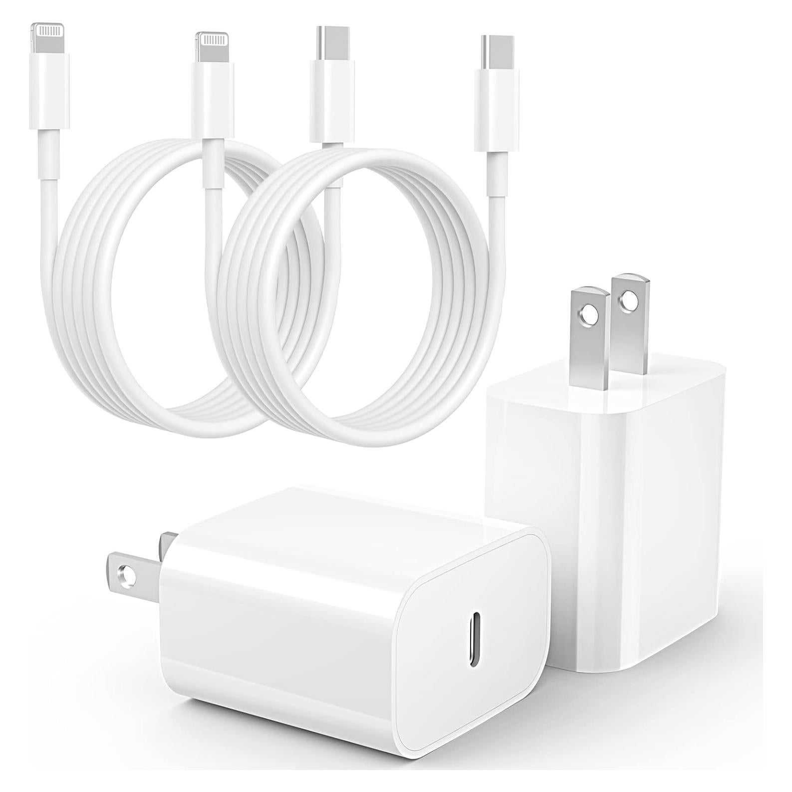 Cargador Rápido USB C 20W Ximytec 2Pack con Cables Lightning
