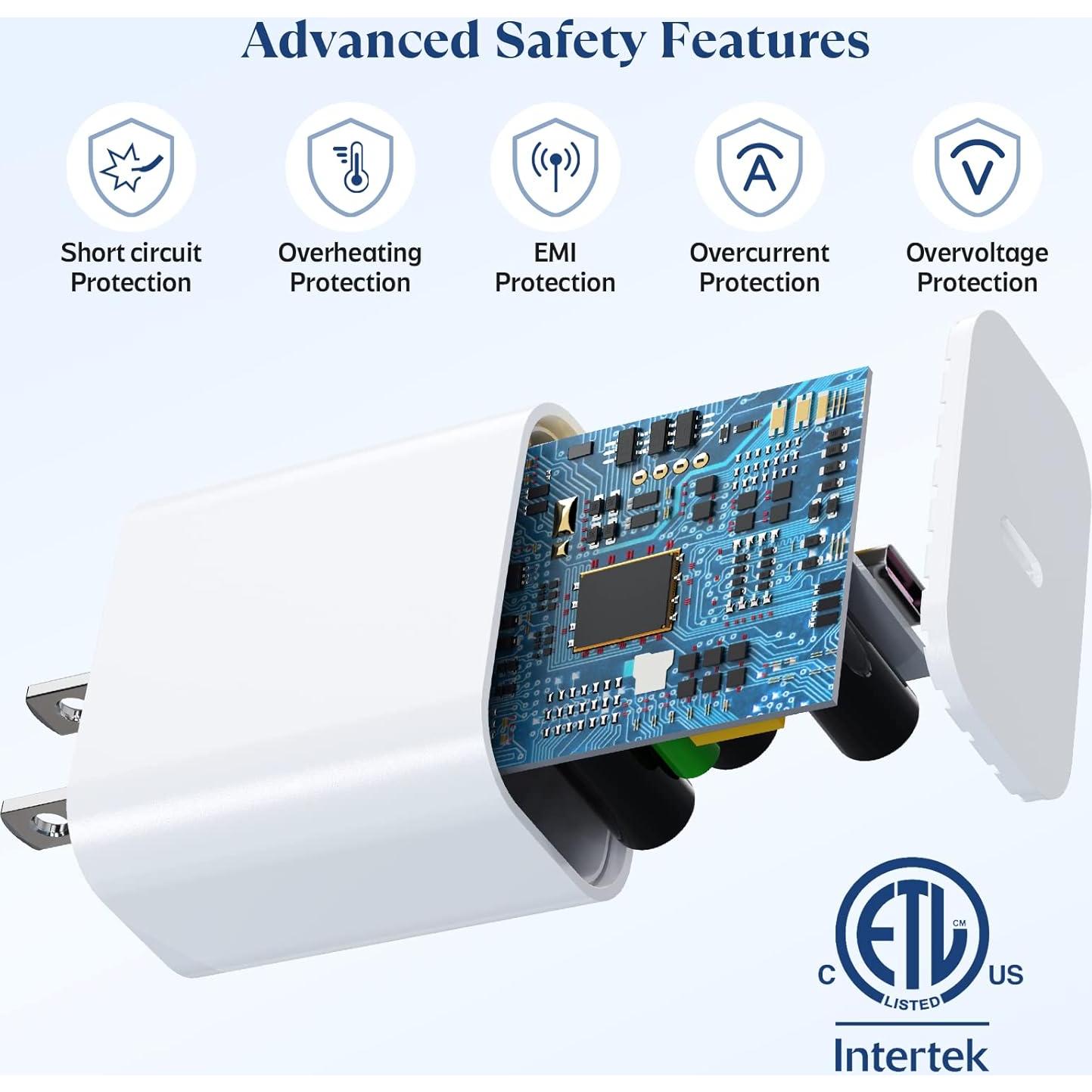 Cargador Rápido USB C 20W Ximytec 2Pack con Cables Lightning