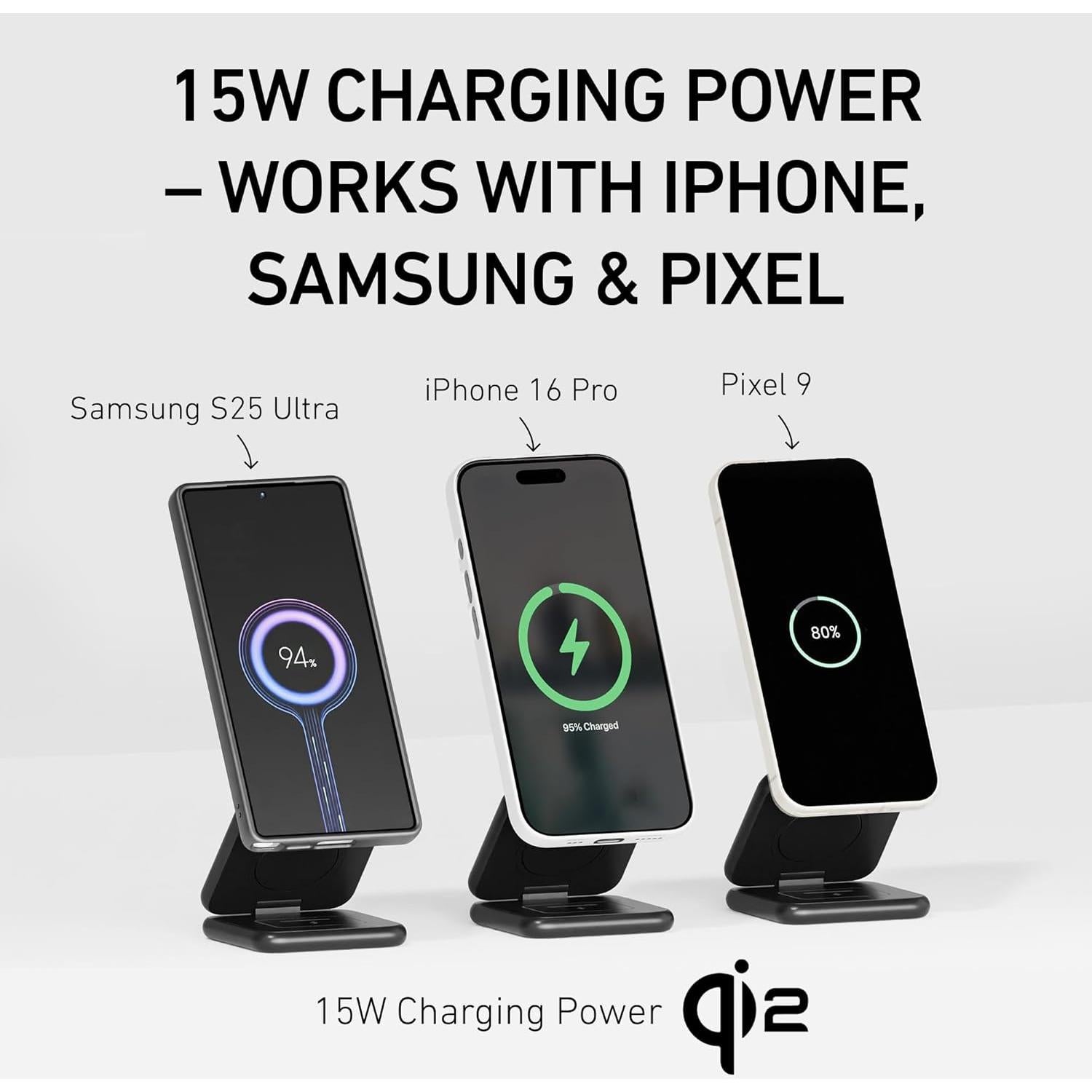 Cargador Inalámbrico 3-en-1 Peel Qi2 para iPhone, Apple Watch y AirPods