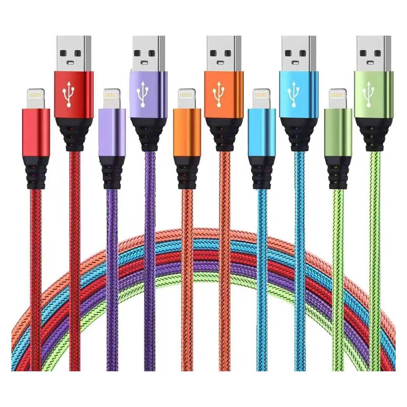 Cargador Lightning 10FT 5Pack Aurnoet Carga Rápida MFi