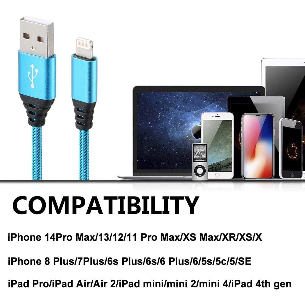 Cargador Lightning 10FT 5Pack Aurnoet Carga Rápida MFi