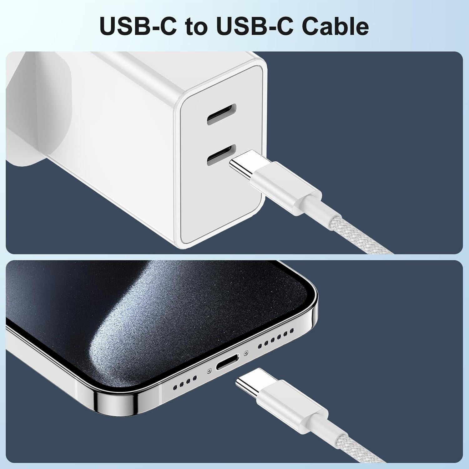Cable USB C a C 10 pies 60W Yievis para iPhone y MacBook