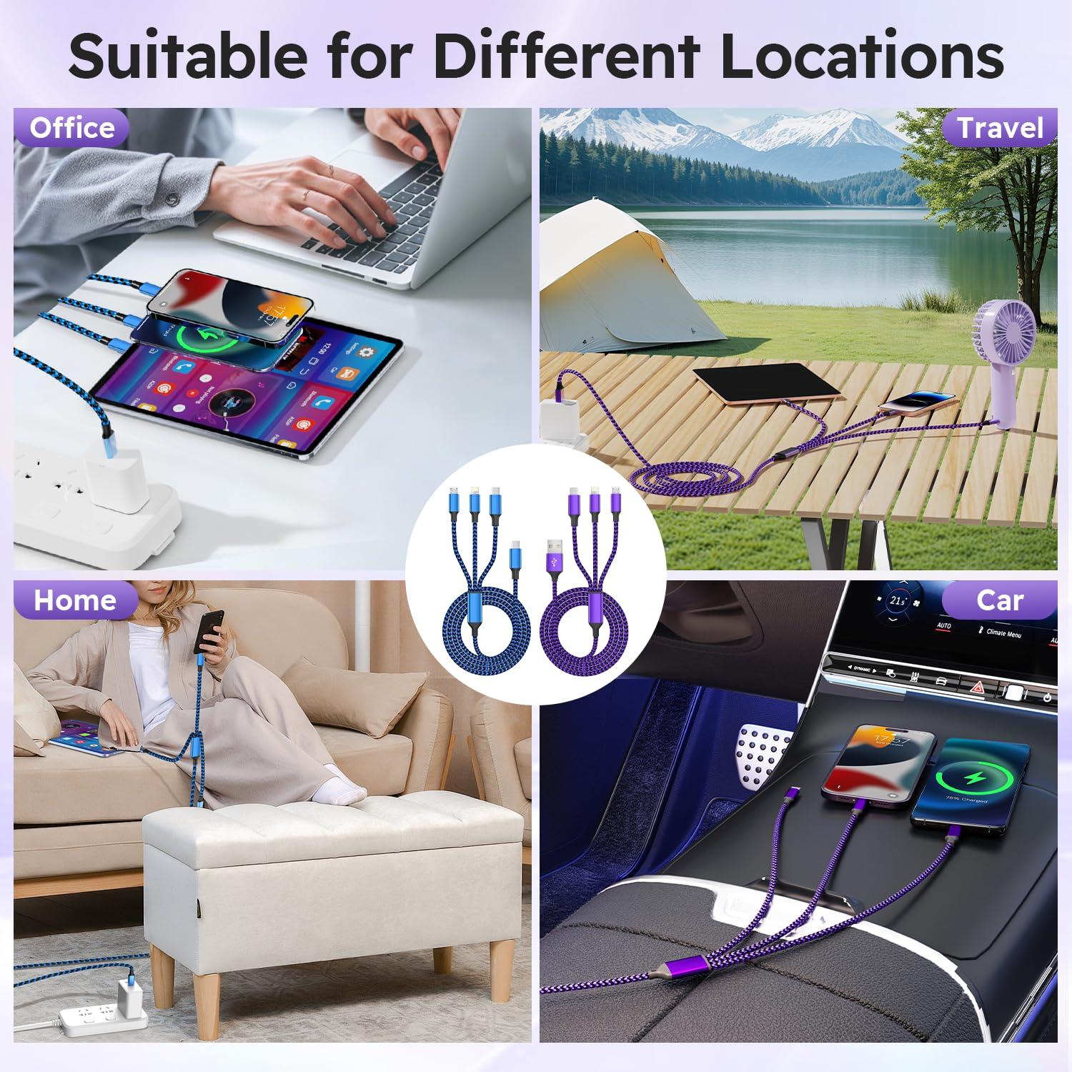 Cable de Carga Múltiple 3 en 1 Firsting 1.22m USB A y C