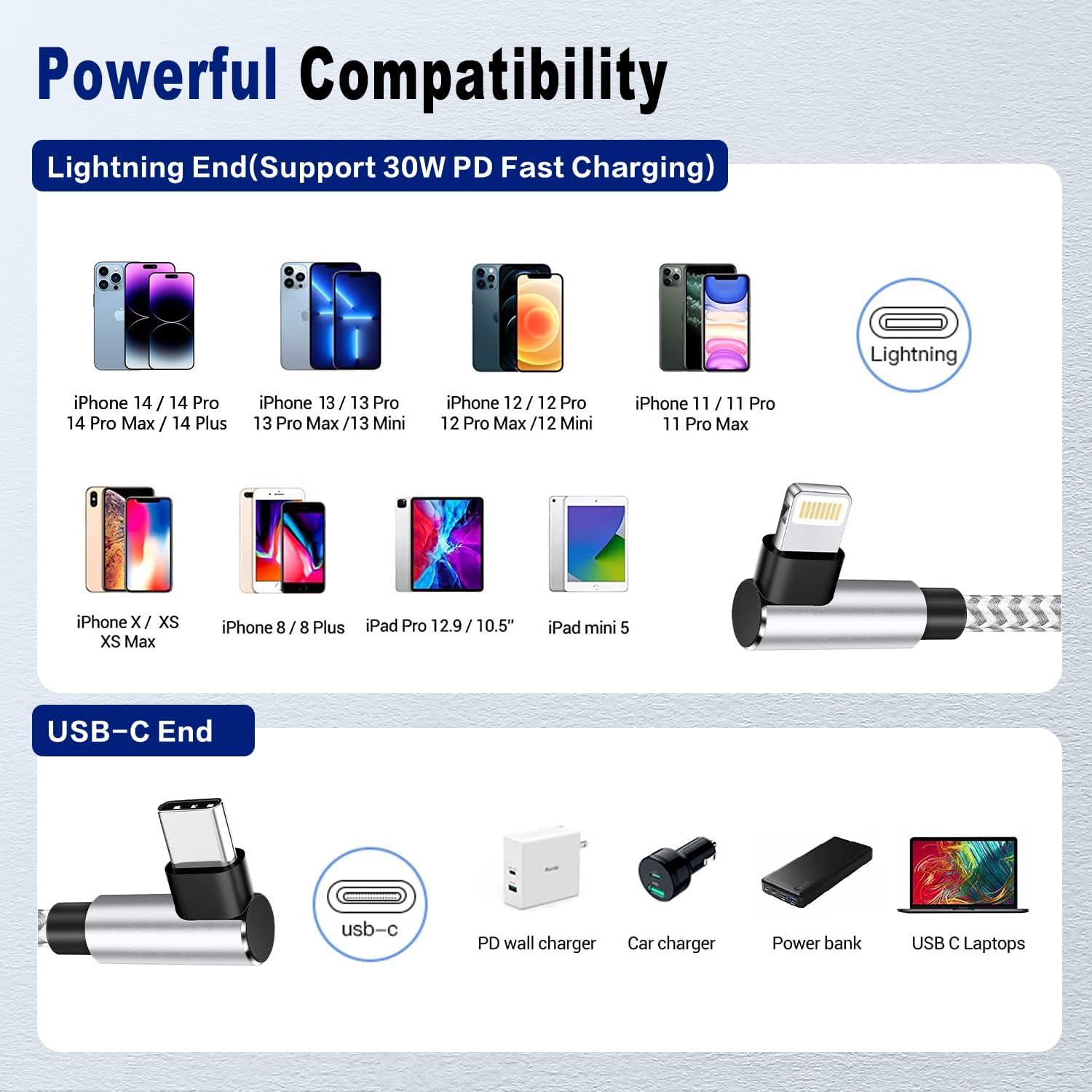 Paquete de 2 Cables USB C a Lightning 1.83m Hi-Mobiler MFi