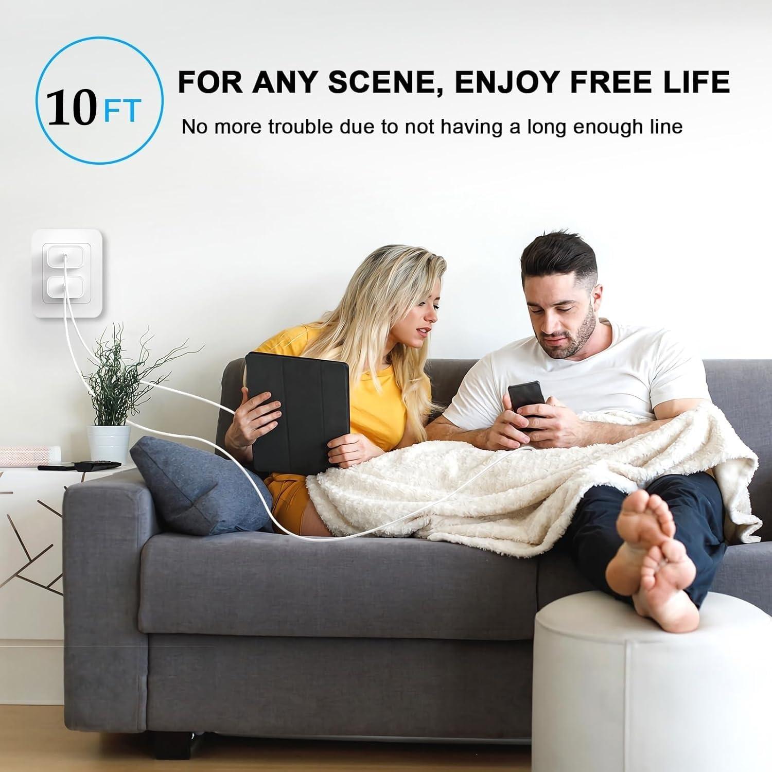 Cable de carga rápida USB C 60W 3m 2Pack para iPhone 16 Pro