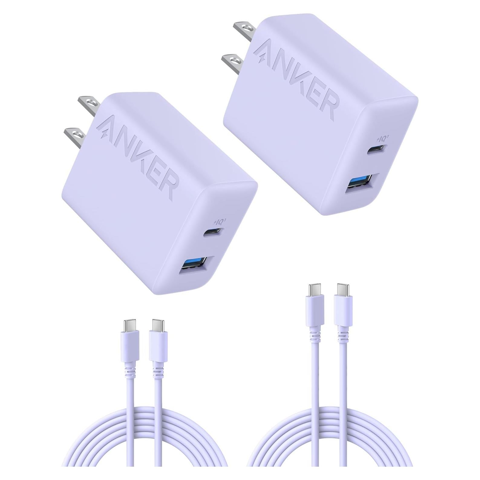 Cargador Rápido Anker 20W USB-C y USB-A, Paquete de 2