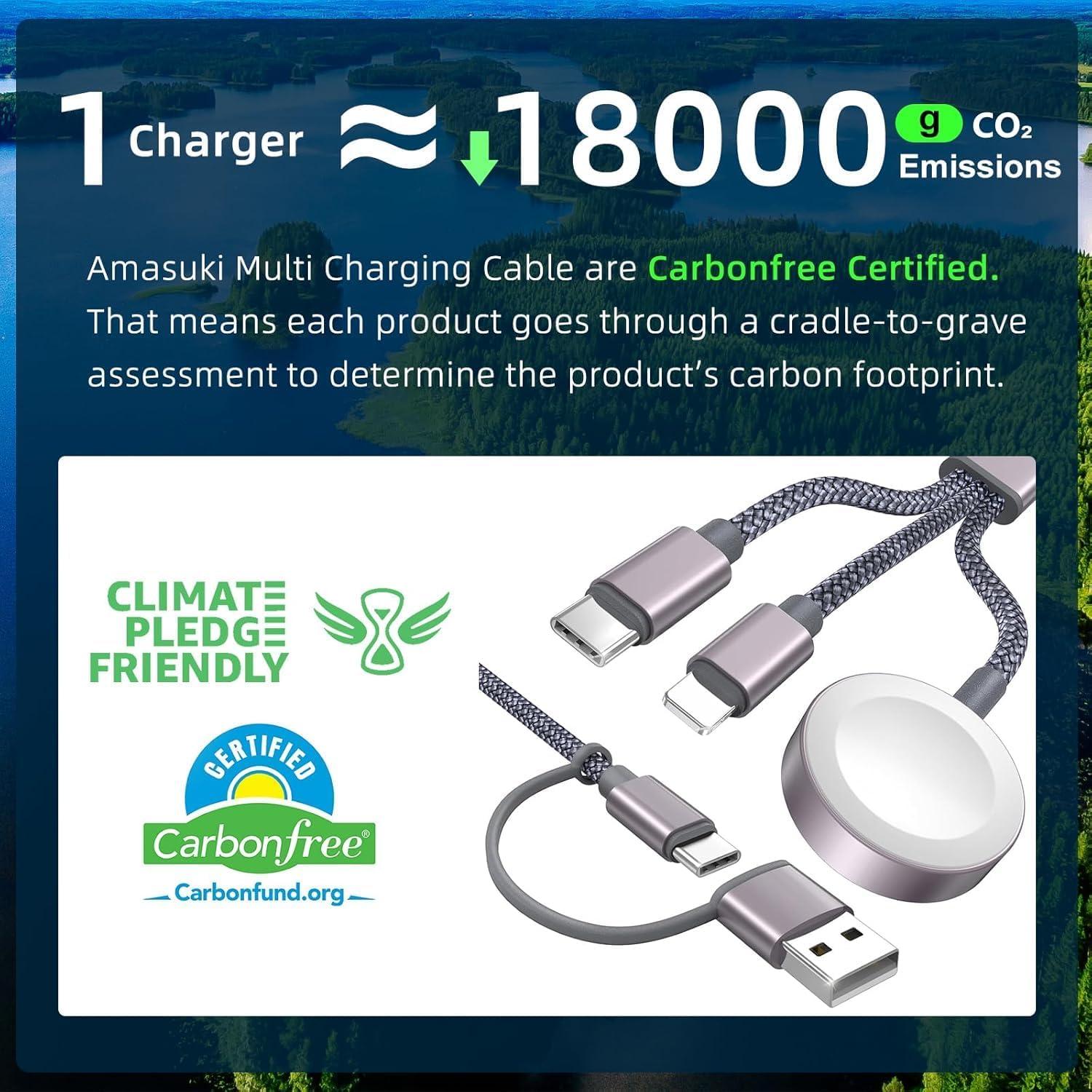 Cable USB C 3 en 2 Amasuki 1.22M Carga Rápida iPhone/iWatch