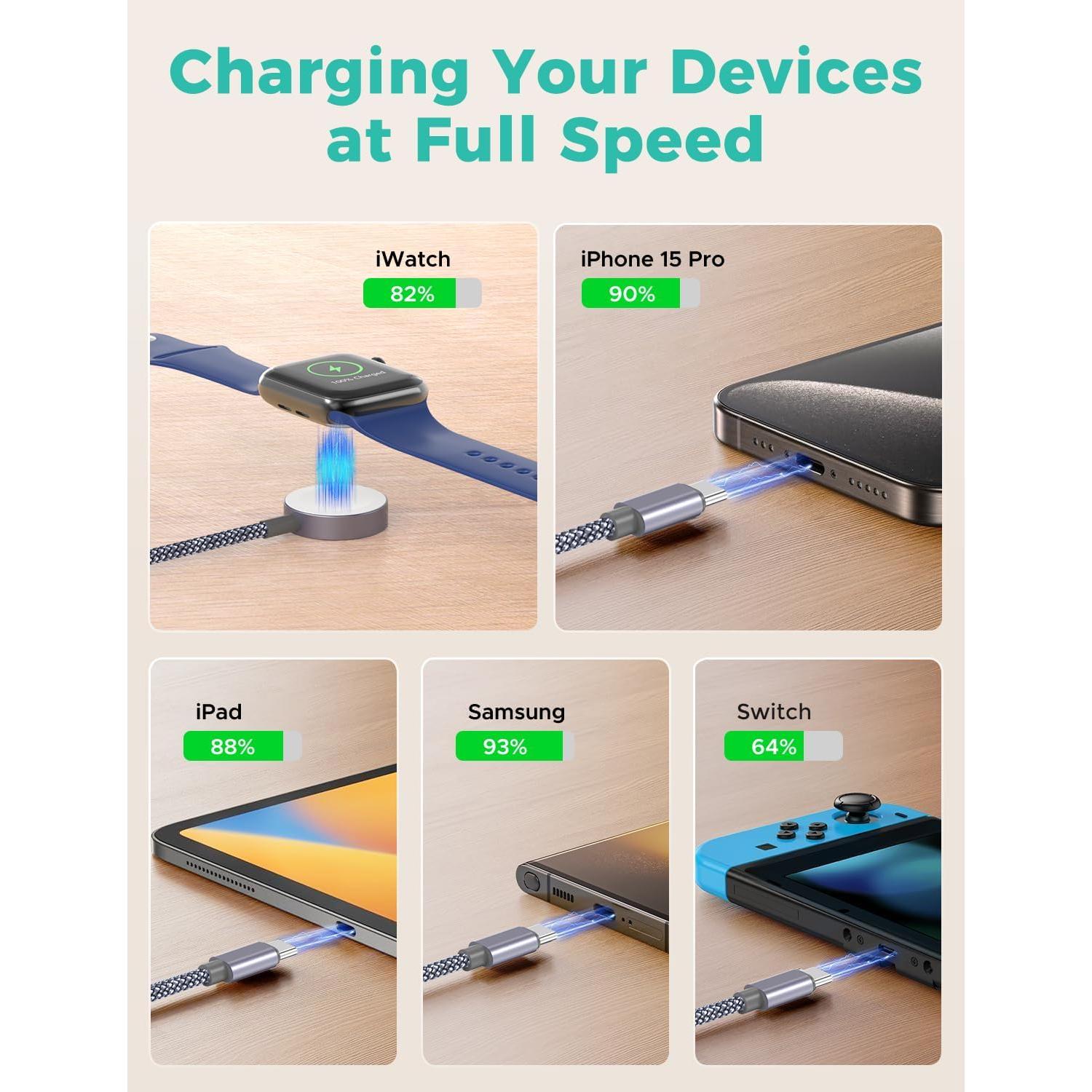 Cable USB C 3 en 2 Amasuki 1.22M Carga Rápida iPhone/iWatch