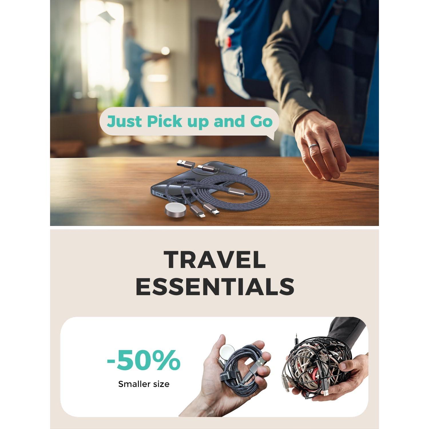 Cable USB C 3 en 2 Amasuki 1.22M Carga Rápida iPhone/iWatch