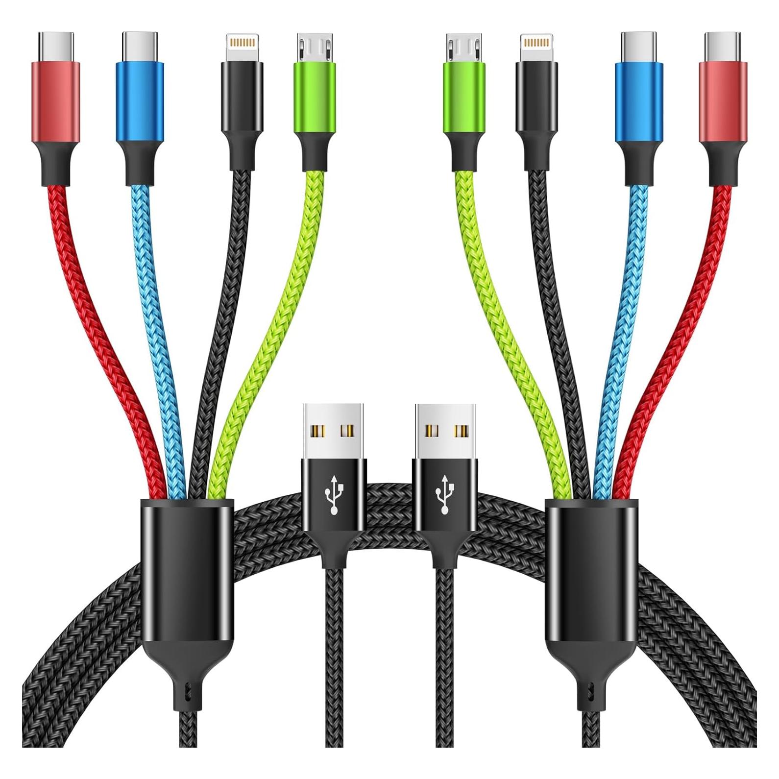 Cable de Carga Multi 4 en 1 Firsting 5FT USB A - Negro/Rojo/Azul/Verde