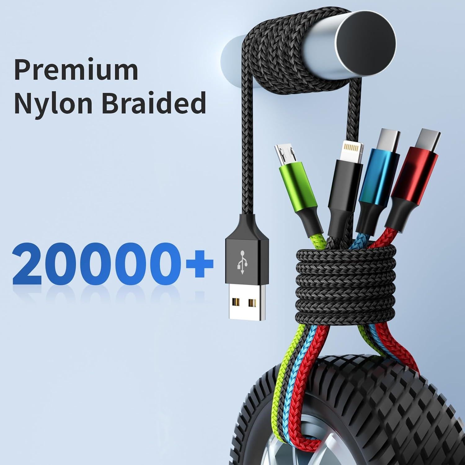 Cable de Carga Multi 4 en 1 Firsting 5FT USB A - Negro/Rojo/Azul/Verde
