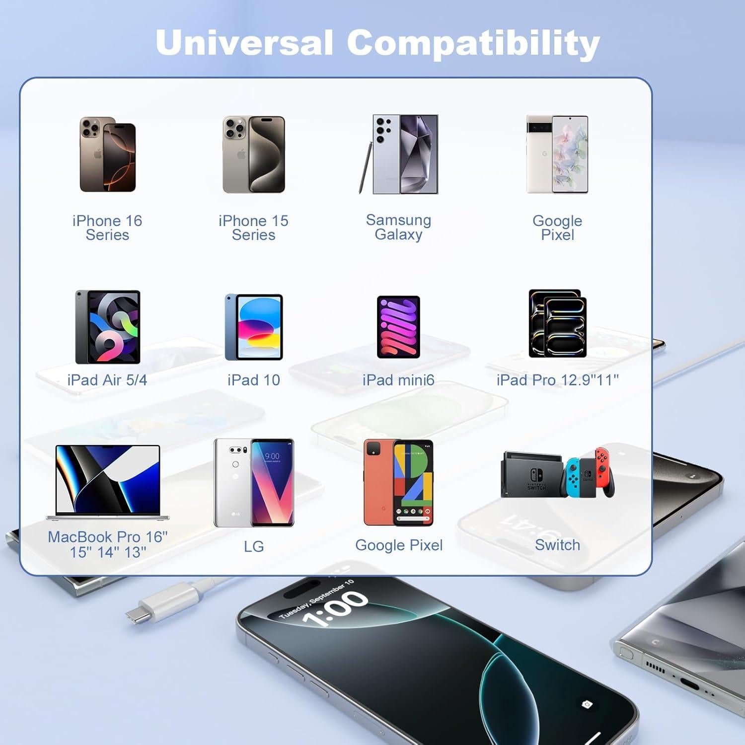 Cable Carplay USB A a USB C 2Pack 91cm Blanco - iPhone 15/16