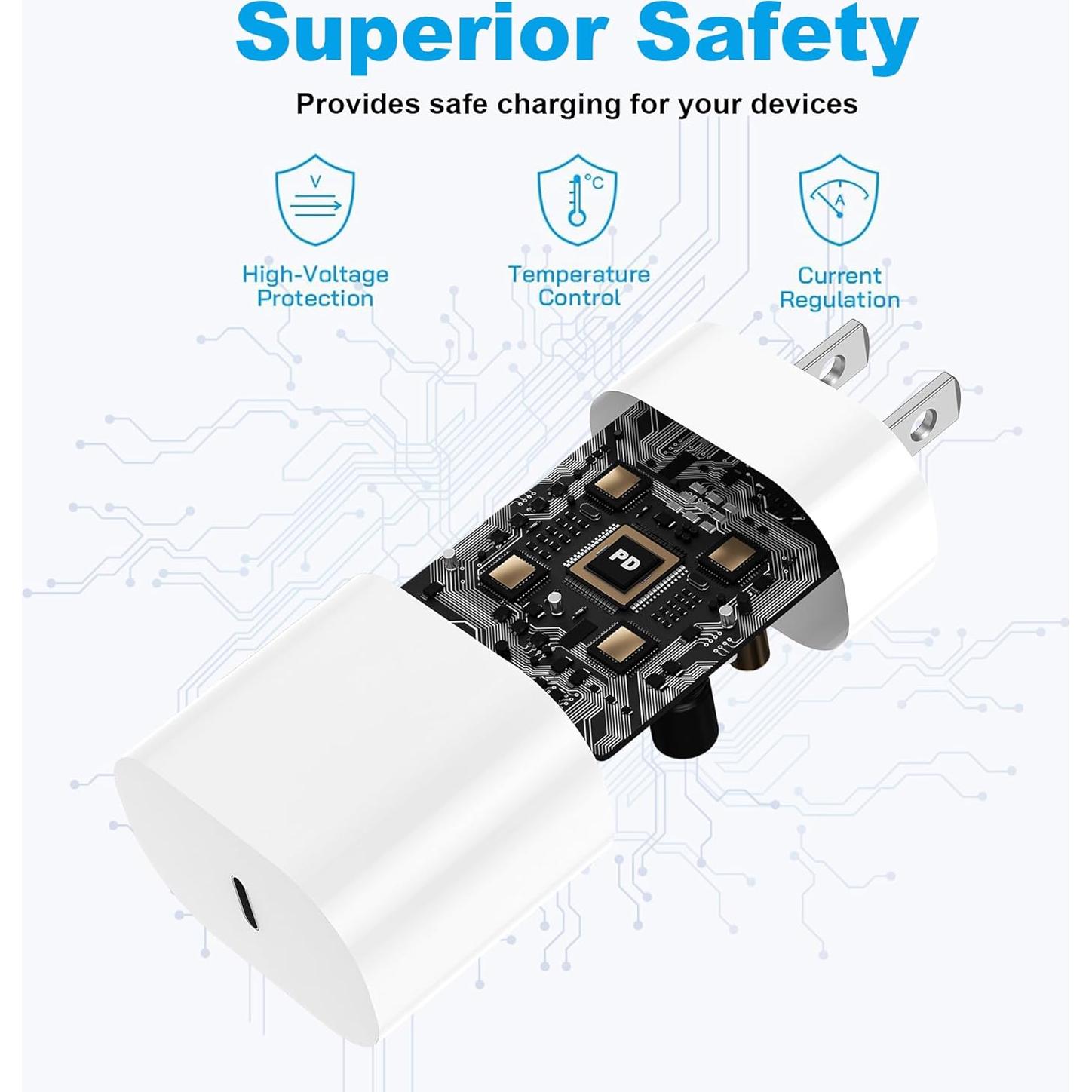 Cargador Rápido 30W HALIHALL con Cable 1.83m para iPhone y Galaxy