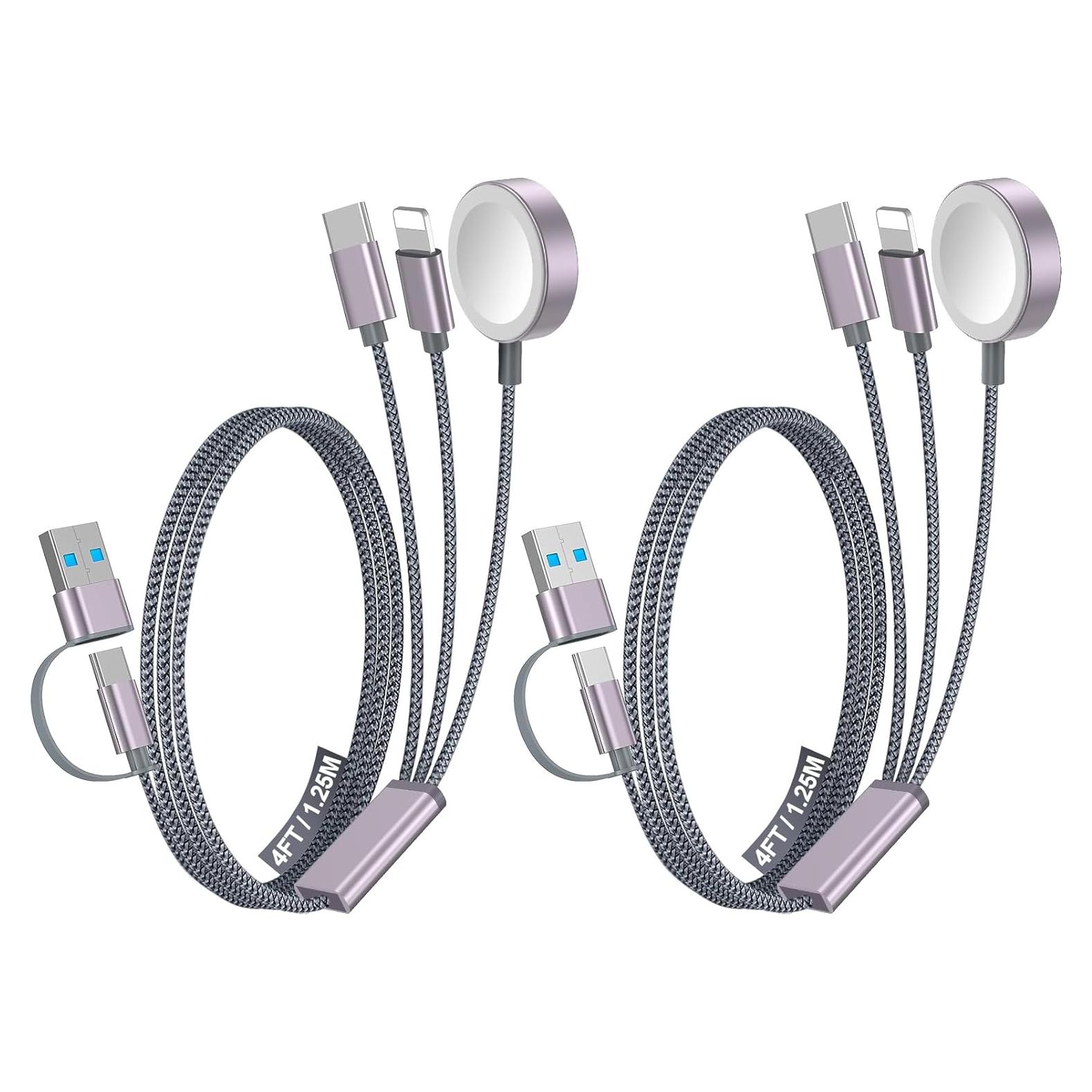 Cable de carga rápida múltiple 2Pack xiwxi 1.22m USB-C/Lightning