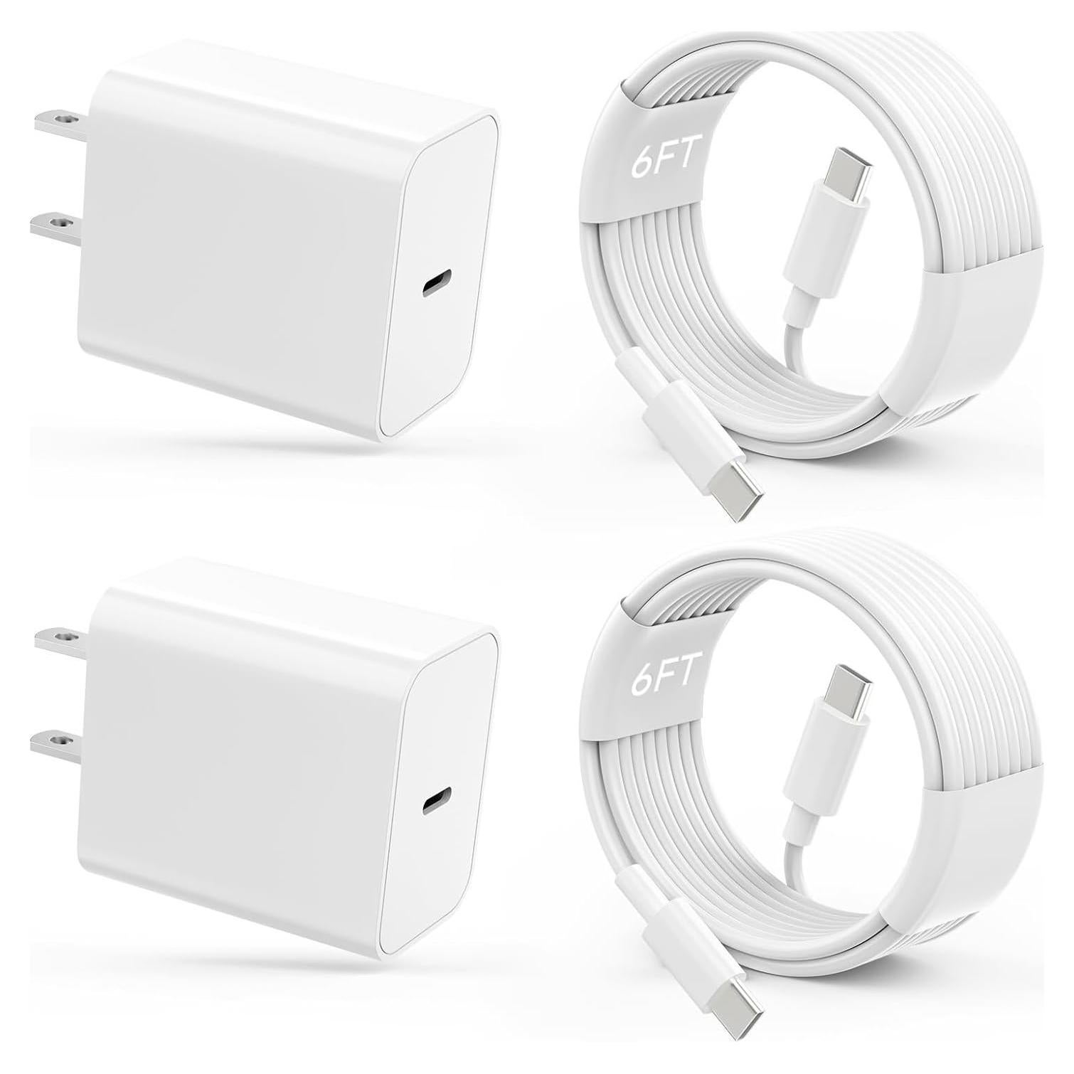 Cargador Rápido DJYQWIN 20W USB-C 2 Paquetes 2m para iPhone