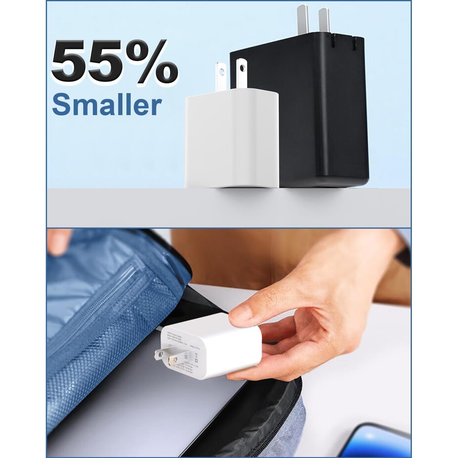 Cargador Rápido DJYQWIN 20W USB-C 2 Paquetes 2m para iPhone