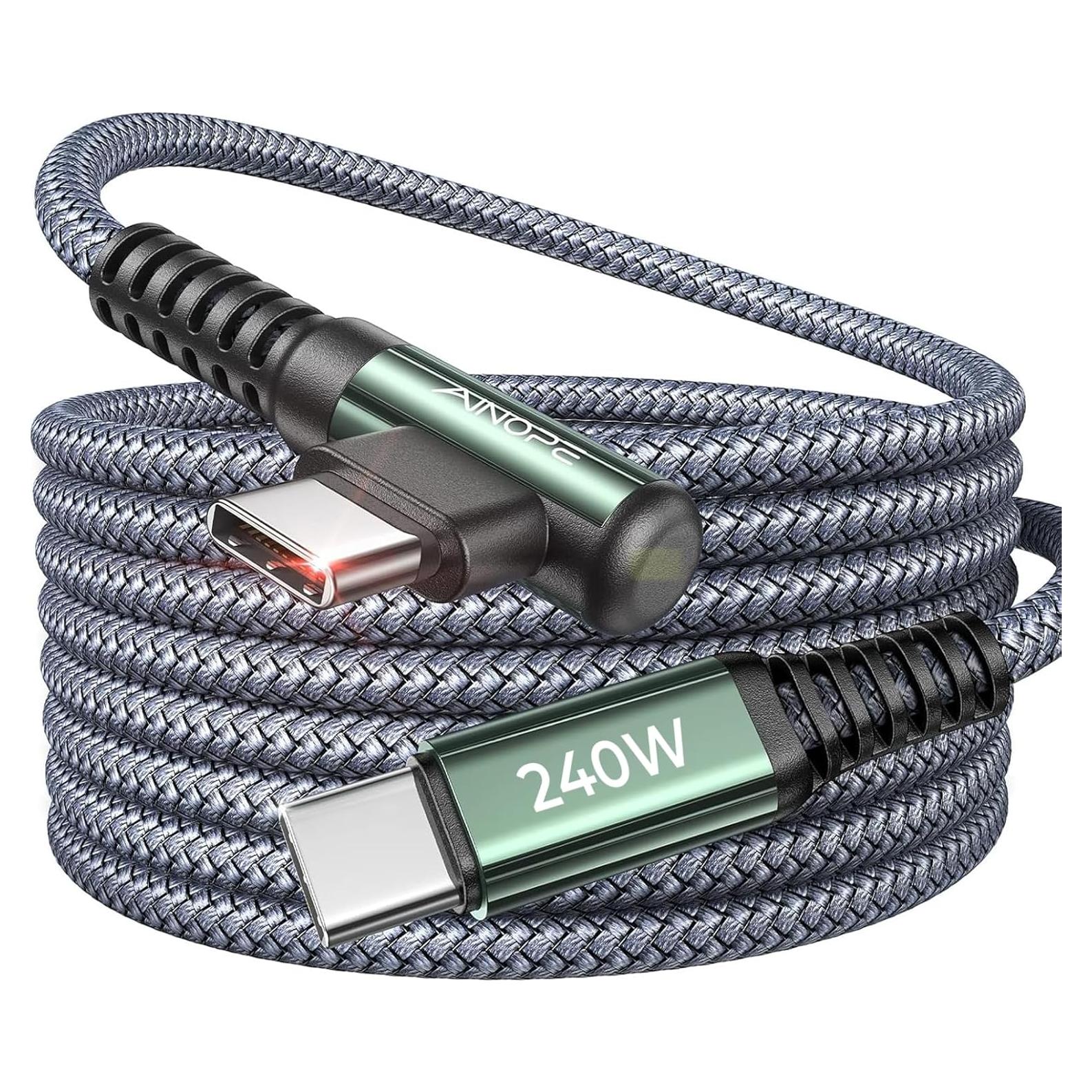 Cable USB C a USB C 240W AINOPE 3M Carga Rápida Ángulo Derecho