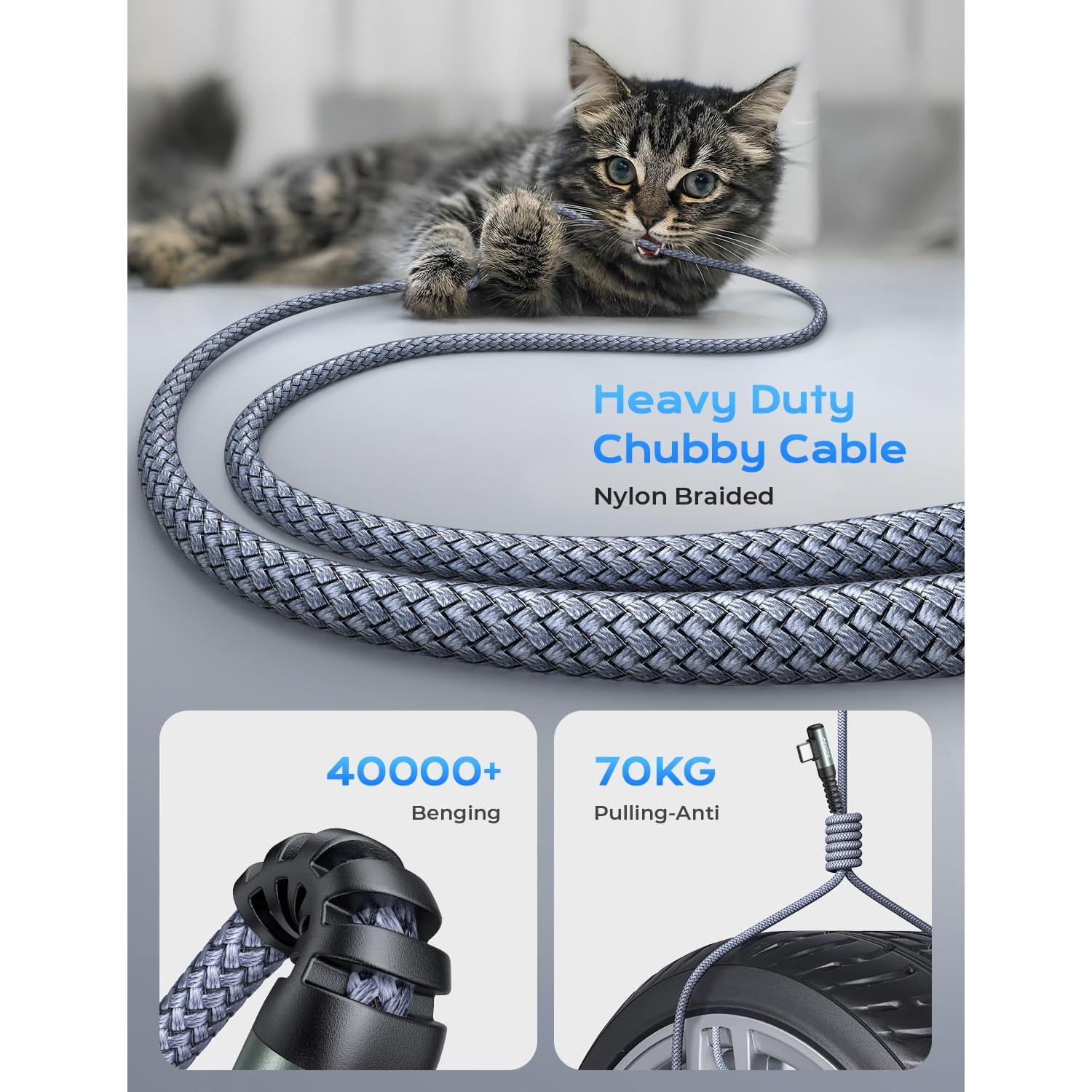 Cable USB C a USB C 240W AINOPE 3M Carga Rápida Ángulo Derecho