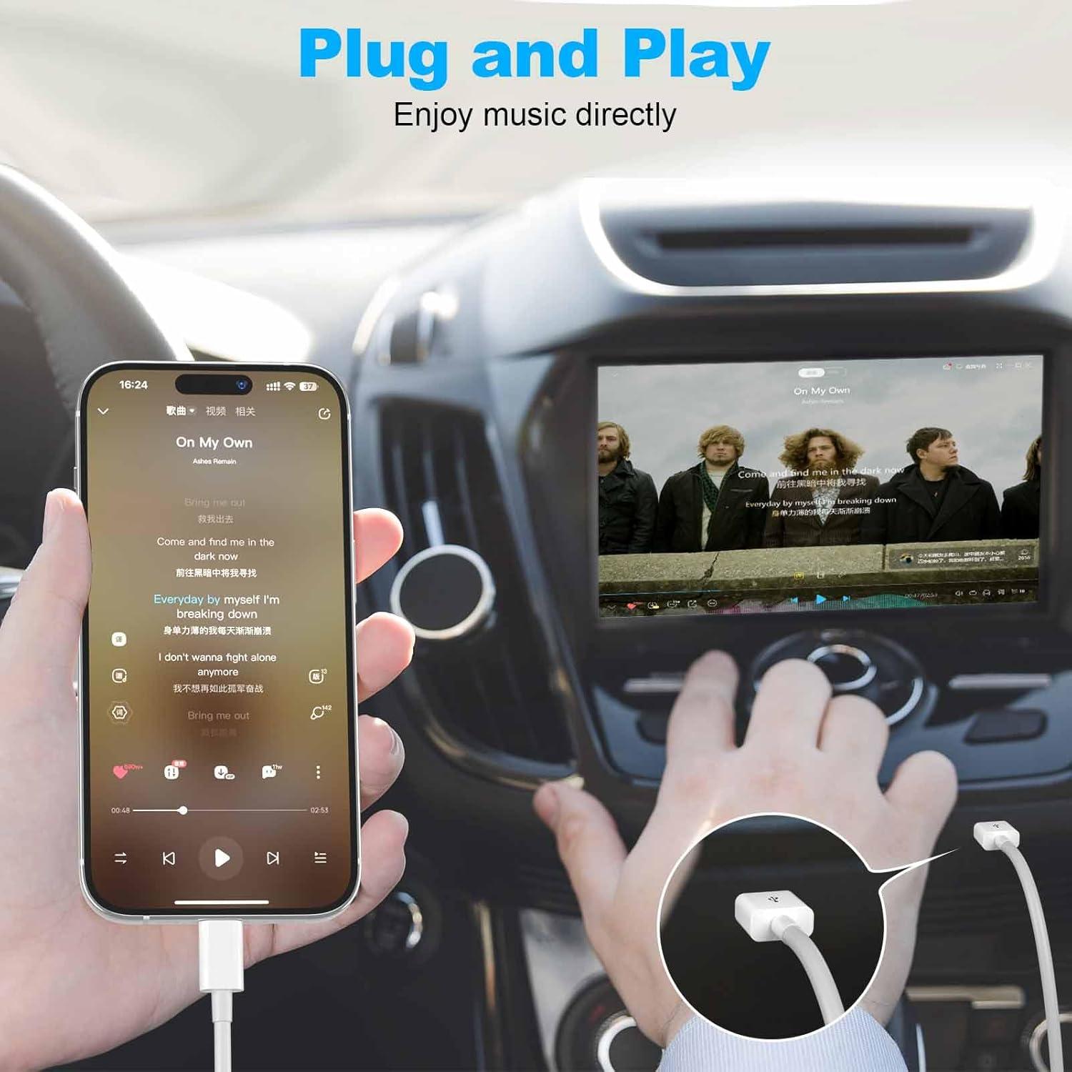 Cable Carplay USB A a Lightning Snisre 0.91m Blanco para iPhone