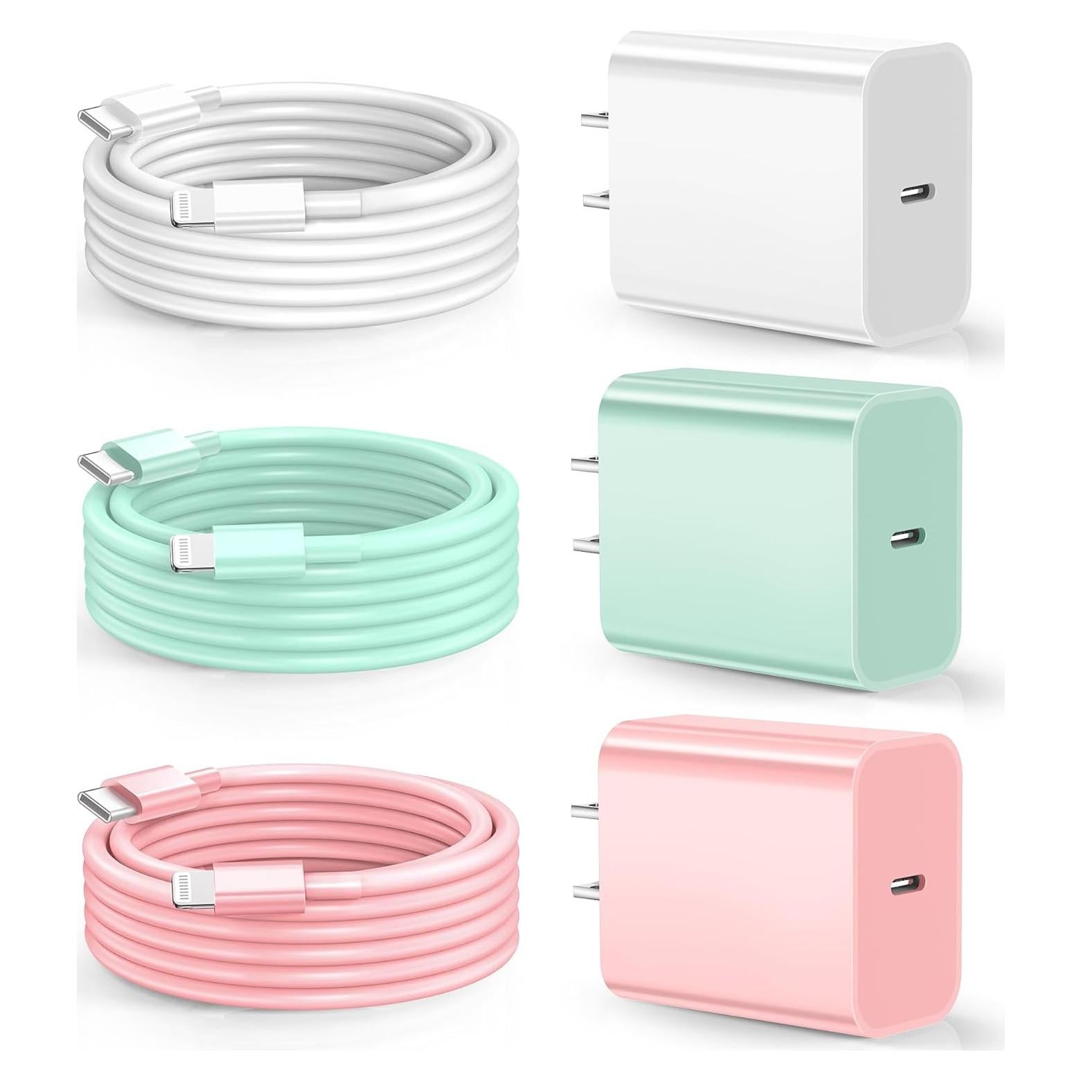 Cargador Rápido Dayaoncy 20W USB-C + 3 Cables 10FT Lightning