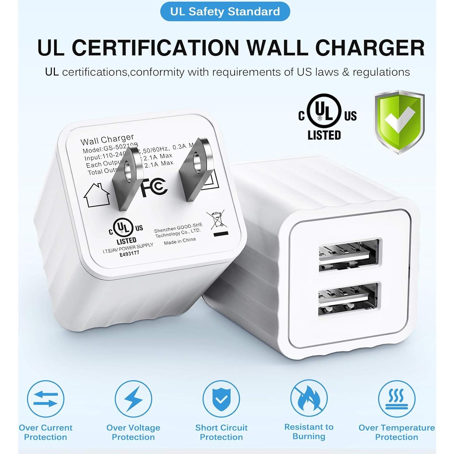 Cargador Rápido Doble Puerto USB MFi 6FT para iPhone