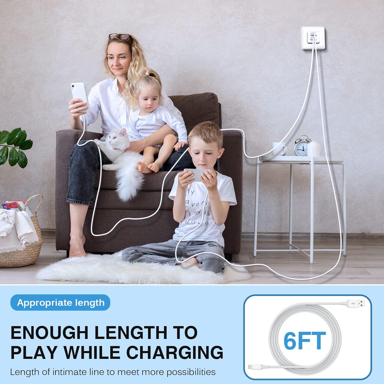 Cargador Rápido Doble Puerto USB MFi 6FT para iPhone