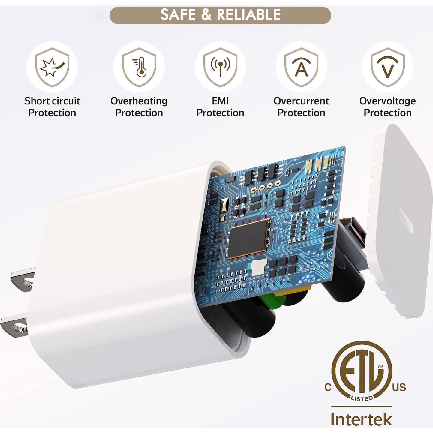 Cargador Rápido 20W + 2 Cables USB-C 3M para iPhone 16/15